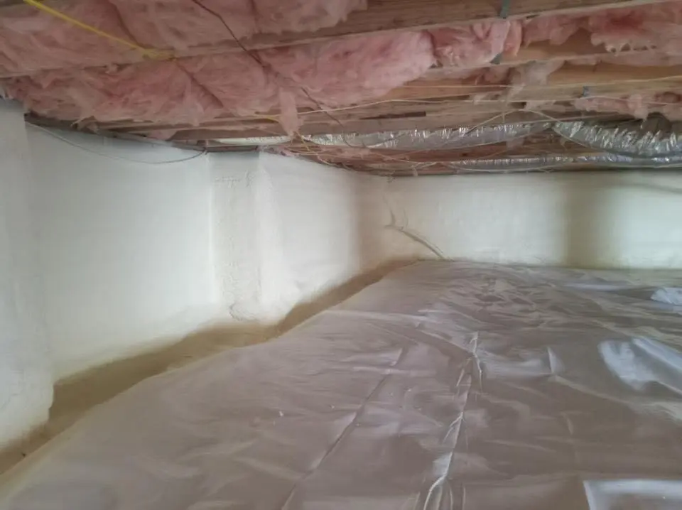 Crawl space encapsulation with closed-cell spray foam for Spray Foam Roofing Repair in DeWitt
